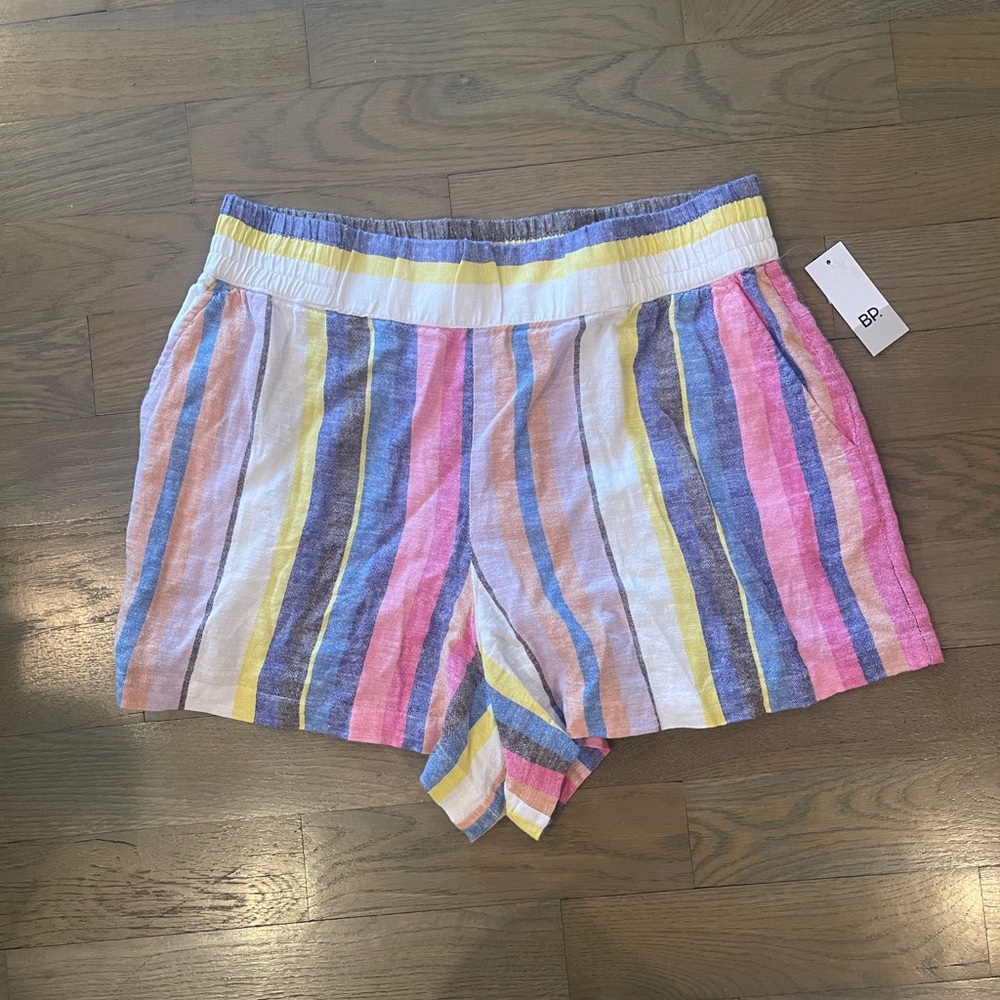 NWT BP L PINK GERANIUM POPPY STRIPE Nordstrom brass plum